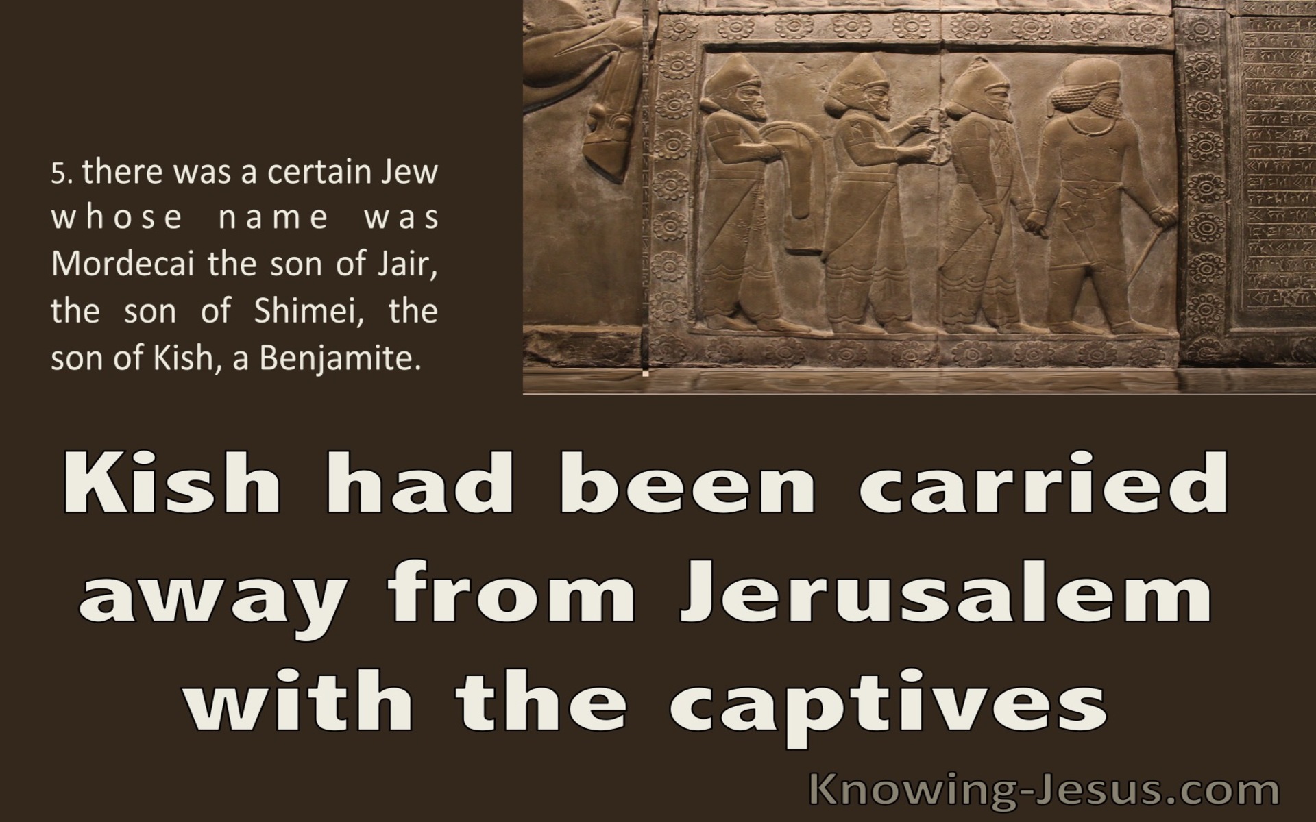 Esther 2:6 Kish Had Been Carried Away Into Exile 2:6 (brown)